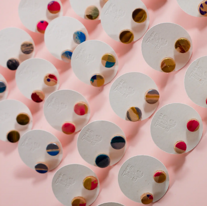 Circle Leather Stud Earrings - Multiple Colours