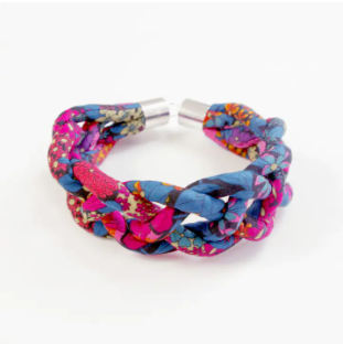 Braided Liberty Fabric Cord Bangle - Ciara Print