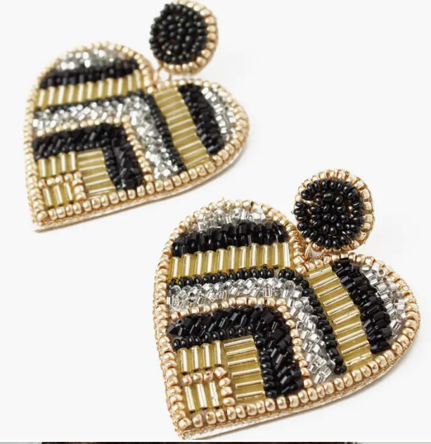 Chevron Heart Beaded Earrings