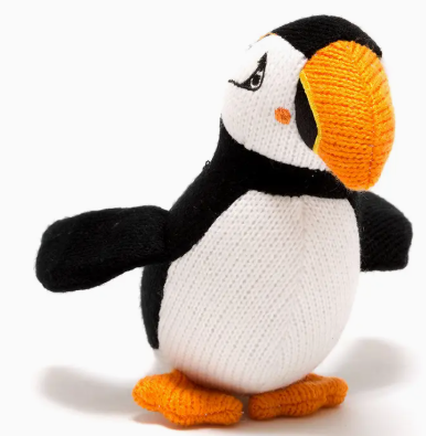 Knitted Puffin Baby Rattle