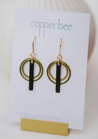 Black + Gold | Double Circle Earrings