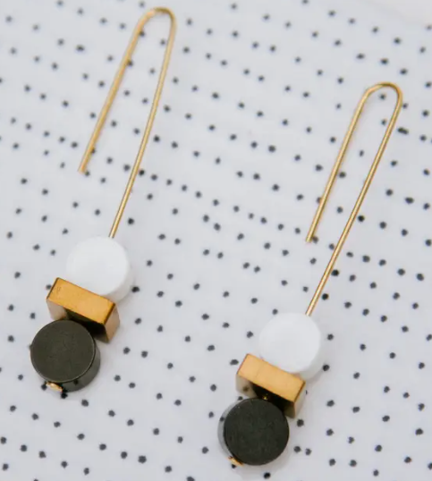Monochrome Collection - Stacked Double Bead Earrings