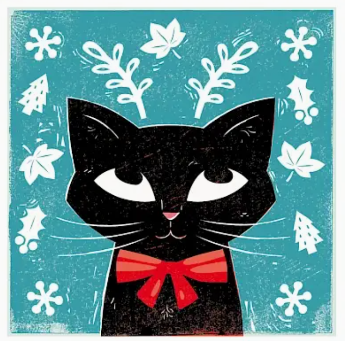 Christmas Cat Greetings Card