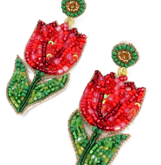 Tulip Beaded Earrings