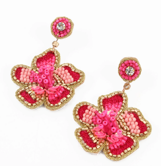 Flower Beaded Earrings