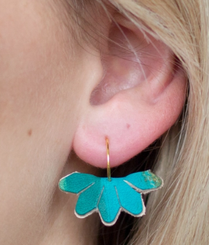 Leather Petal Hoop Earrings - Multiple Colours