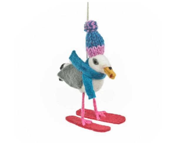 Felt Ski-Gull Hanging Christmas Seagull Decoration