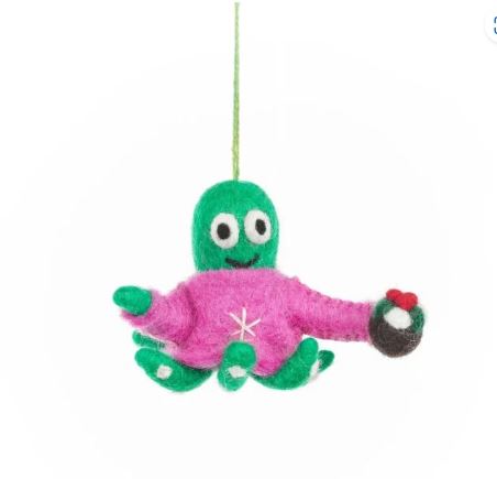 Felt Timmy Tentaclaus, Hanging Christmas Octopus Decoration