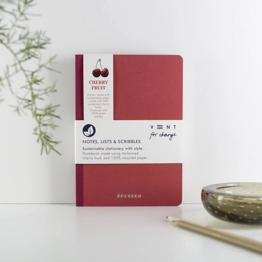 A5 Recycled Cherry Husk Notebook - Red