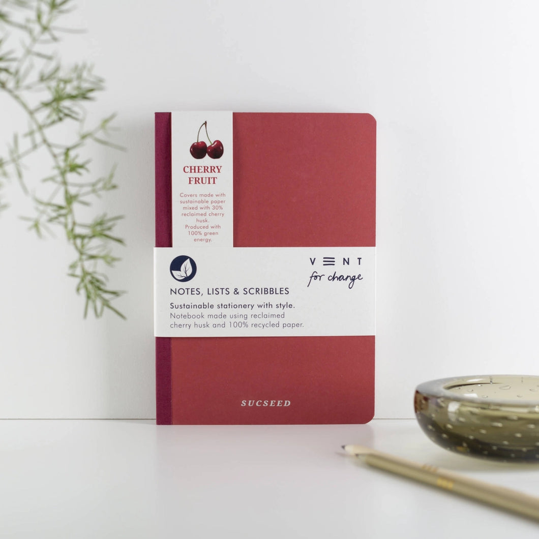 A5 Recycled Cherry Husk Notebook - Red