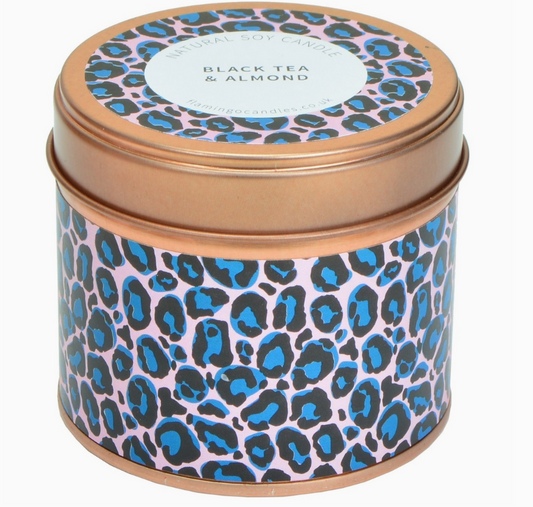 Black Tea & Almond Leopard Print Tin Candle