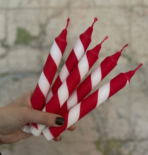 Classic Candy Cane Dinner Candle