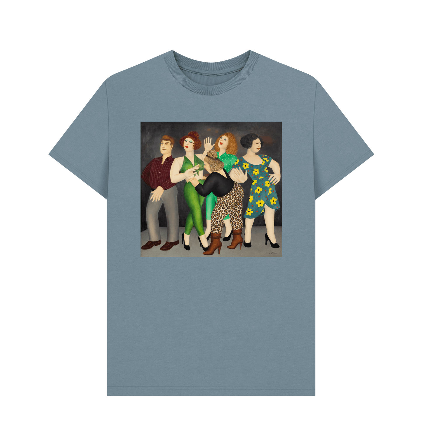 Stone Blue Printed T-shirt Front