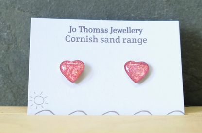 Cornish Sand Mini Heart Studs - various colours