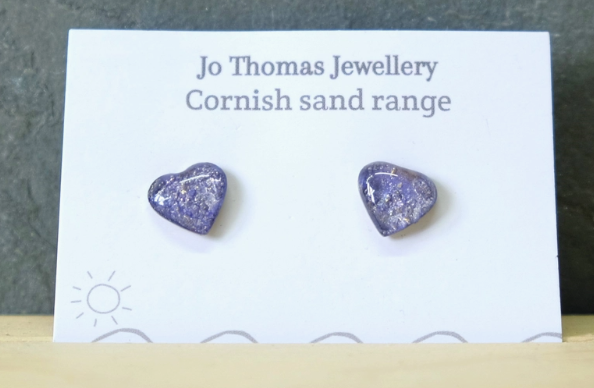 Cornish Sand Mini Heart Studs - various colours