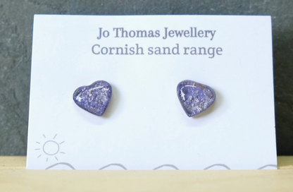 Cornish Sand Mini Heart Studs - various colours