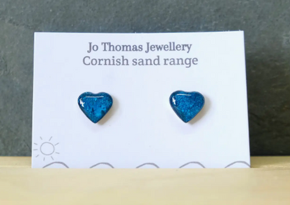 Cornish Sand Mini Heart Studs - various colours