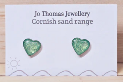 Cornish Sand Mini Heart Studs - various colours