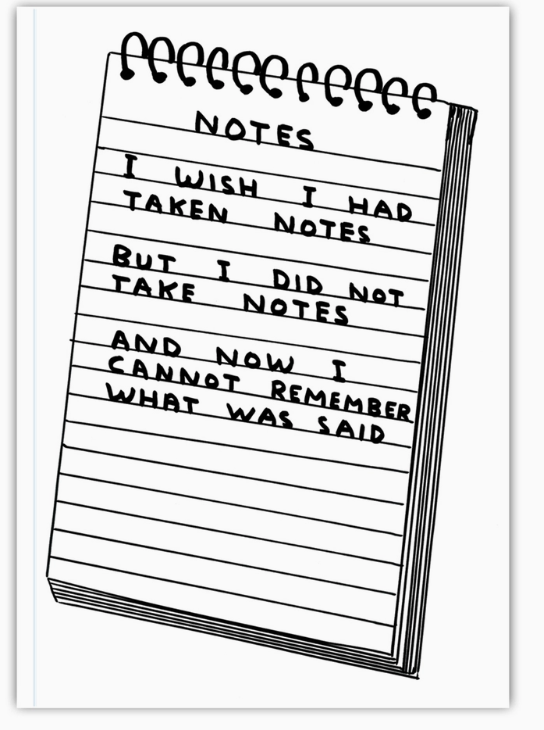 I Wish I Had Taken Notes