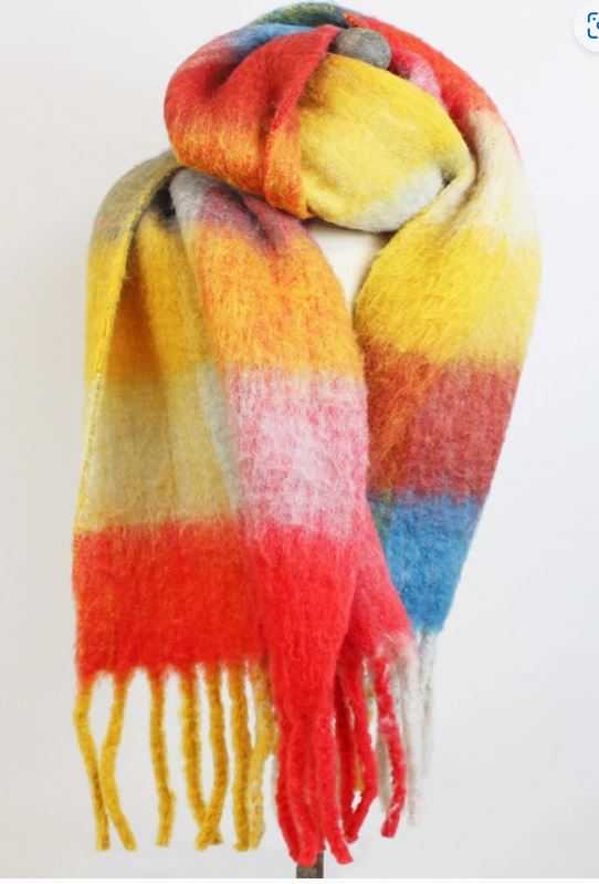 Soft Recycled Polyester Scarf - Red Multi