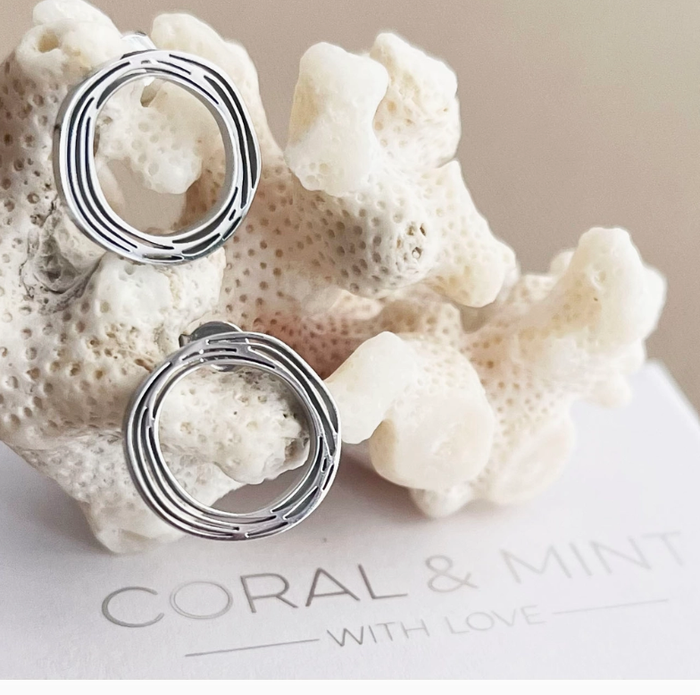 Silver Wavy Eternity Stud Earrings