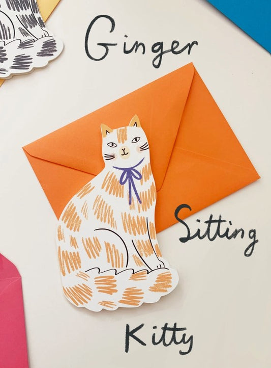 Sitting Kitty Ginger Greetings Card
