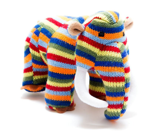 Rainbow Stripe Knitted Mammoth Rattle