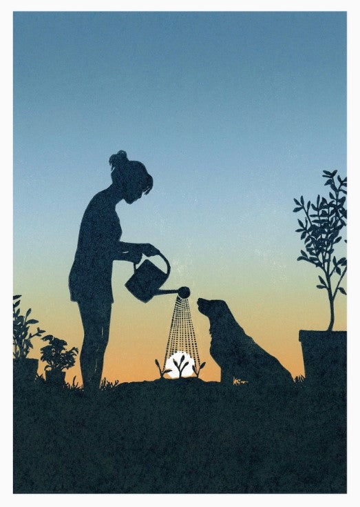 Watering the Seedlings Greetings Card