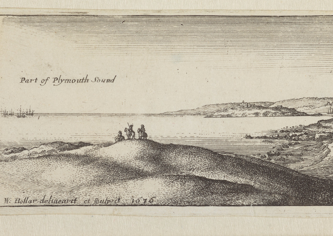 Drawing of Drakes Island from Plymouth Hoe Foreshore, 1675