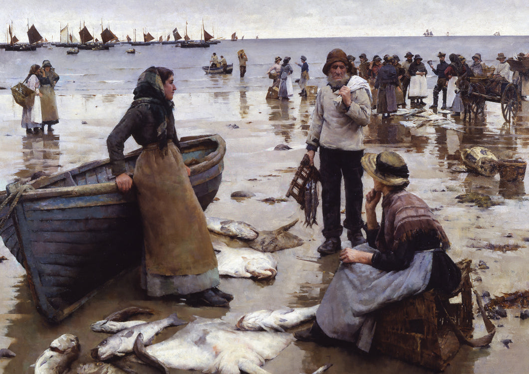 A Fish Sale on a Cornish Beach, Print