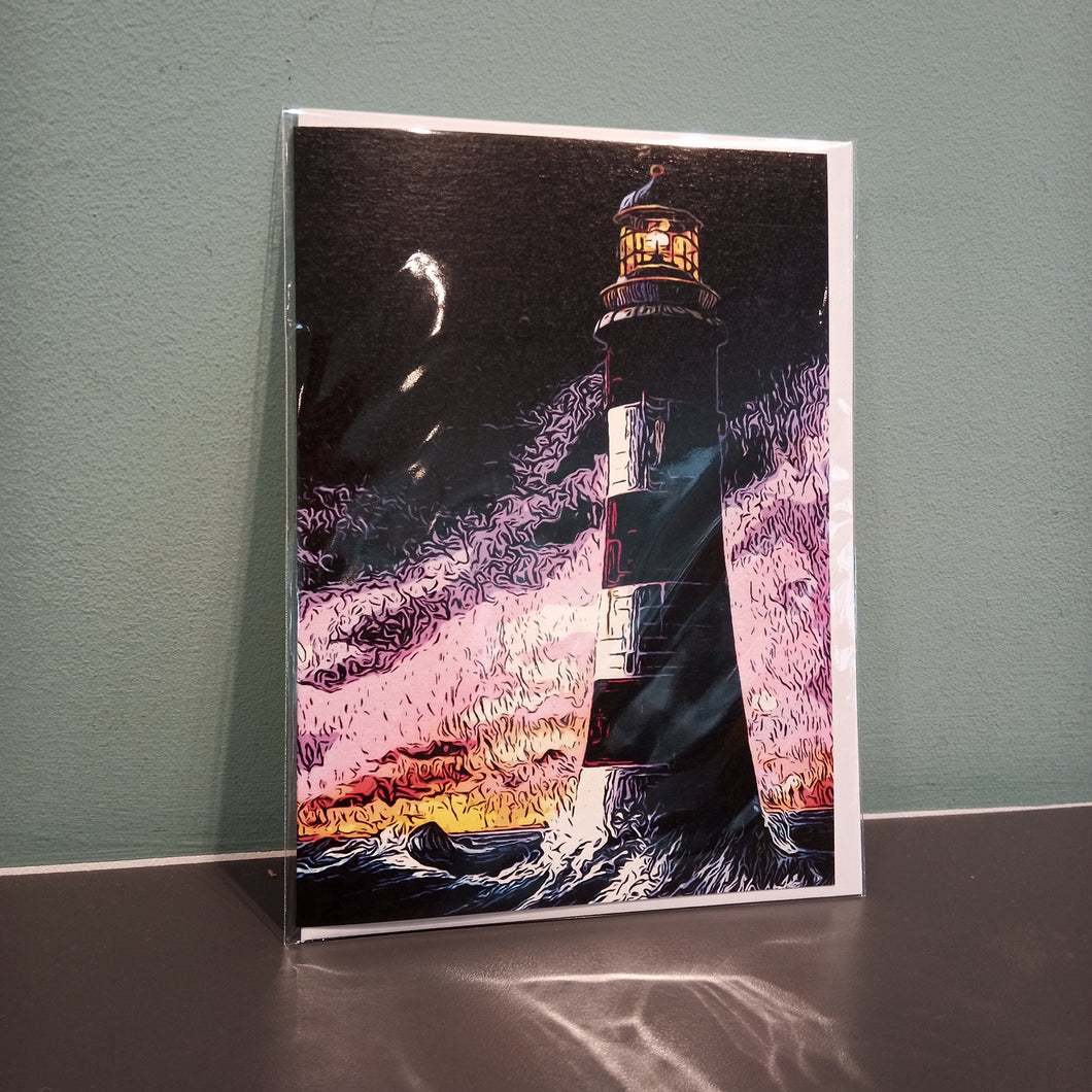 Smeaton's Tower At Sea Ink Card by Matthew Kavanagh