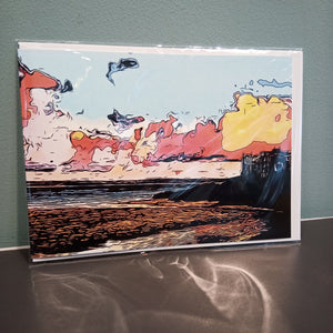 Colour Seafront View Ink Design Card by Matthew Kavanagh
