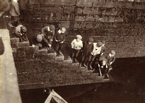 Boys on The Barbican Steps, 1912, Print