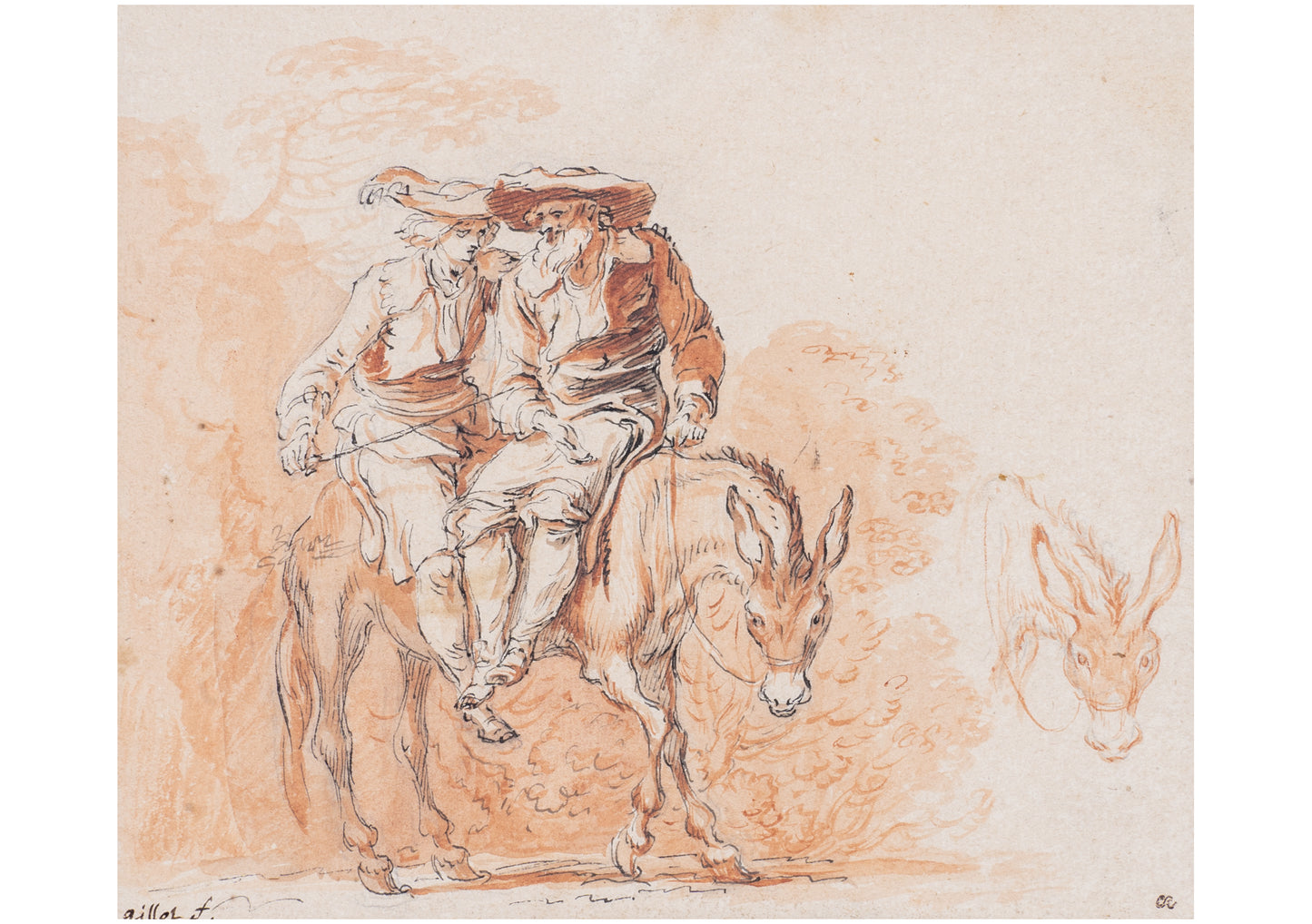 Two Men on a Donkey, Print