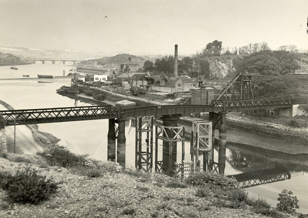 Railway bridge across Hooe Lake, Plymstock in the 1900s, Print