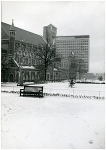 Plymouth Guildhall and Civic Centre after snow fall in 1962, Print