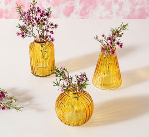 Yellow Glass Bud Vases - 3 styles
