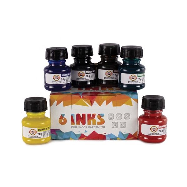 6 Color Ink Picture Drawing Ink Set of 6 Bottles – The Box