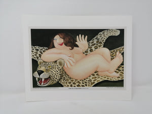 Beryl Cook - Nude on Leopardskin Print