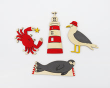 Load image into Gallery viewer, Wooden Sealife Magnets - Seal / Lighthouse / Crab / Seagull
