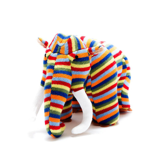 Rainbow Stripe Knitted Woolly Mammoth