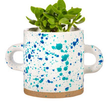 Load image into Gallery viewer, Turquoise and Blue Splatterware Planter
